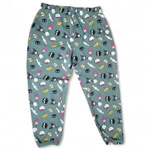 Hello Kitty & Friends Sweatpants Women's XL Sanrio Green Allover Graphic Print